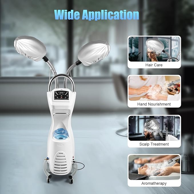 Hair Dryer, 7 in 1 Professional Hair Steamer Hair 700W Freestanding Salon Dryer with Rolling Base, Timer, Temperature and Steam Control, for Color Processor Salon SPA Home Hair Care