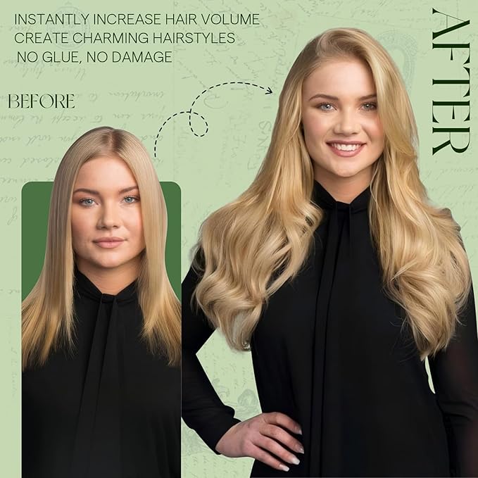RUNATURE Blonde Clip in Hair Extensions Real Human Hair, Short Hair Extensions Clip Ins, Remy Human Hair Clip in Extensions, Natural Looking, 10 Inch 80g 7pcs #16P24 Golden Blonde Highlight