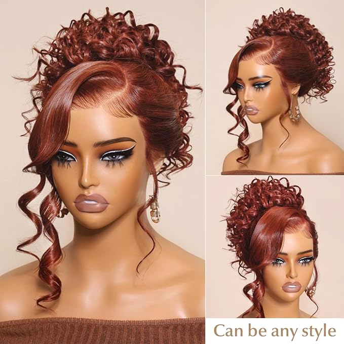 AMIRTY 200% Density Orange Ginger Lace Front Wigs Human Hair 13X4 HD Transparent Lace Front Wig Pre Plucked with BabyHair Chestnut Brown #33 Human Hair Wigs For Women Glueless Wigs