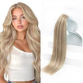 Sunny Hair Blonde Tape in Hair Extensions Human Hair Ash Blonde Highlight Bleach Blonde Hair Extensions Tape in 28 Inch Remy Tape in Txtensions for Women Wedding 20Pcs 50g
