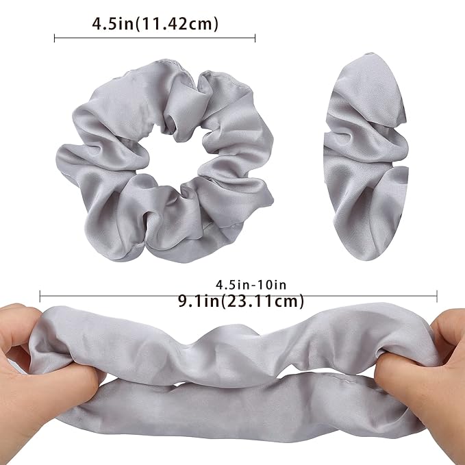 Lolalet Scrunchies for Women, Satin Hair Softer Than Silk Ties Sleep, Big Scrunchy Ponytail Holder with Elastic Bands Girls Thick Thin Curly -6 Pack, Style C