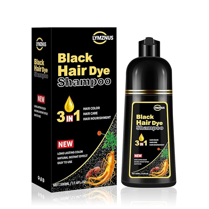 Black Hair Color Shampoo for Gray Coverage - New Upgrade 3-in-1 Herbal Long-Lasting Formula for Women & Men