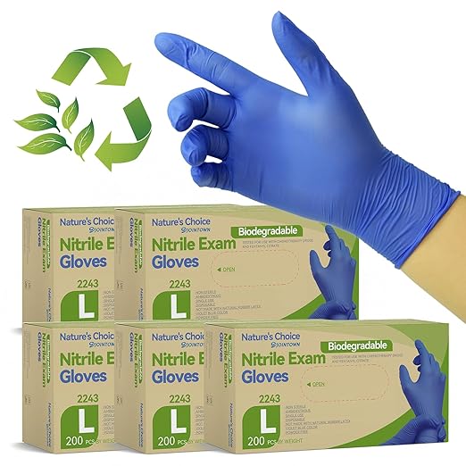 Jointown Biodegradable Nitrile Exam Gloves, Disposable Medical Surgical Gloves, Violet Blue Nitrile Glove, Latex Free, Food Safe, 1000 Count, XLarge