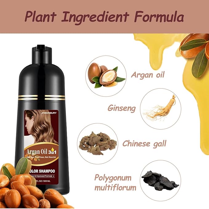 Blonde Brown Hair Dye 16.9 Fl Oz, Argan Oil Hair Shampoo, 3 in 1 Hair Dye Shampoo, Easy To Use, Semi-Permanent Hair Color Shampoo (Blonde Brown)
