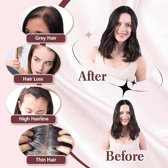 YAMI Hair Topper For Women, 100% Remy Human Hair For Women With Thinning 12 inch 40g Medium Auburn Brown