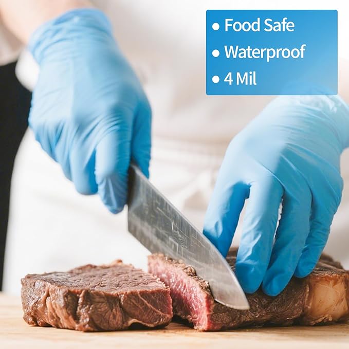 Blue Nitrile Gloves Disposable, Latex & Powder Free, Food Safe Gloves for Cooking Kitchen Cleaning Healthcare Salons