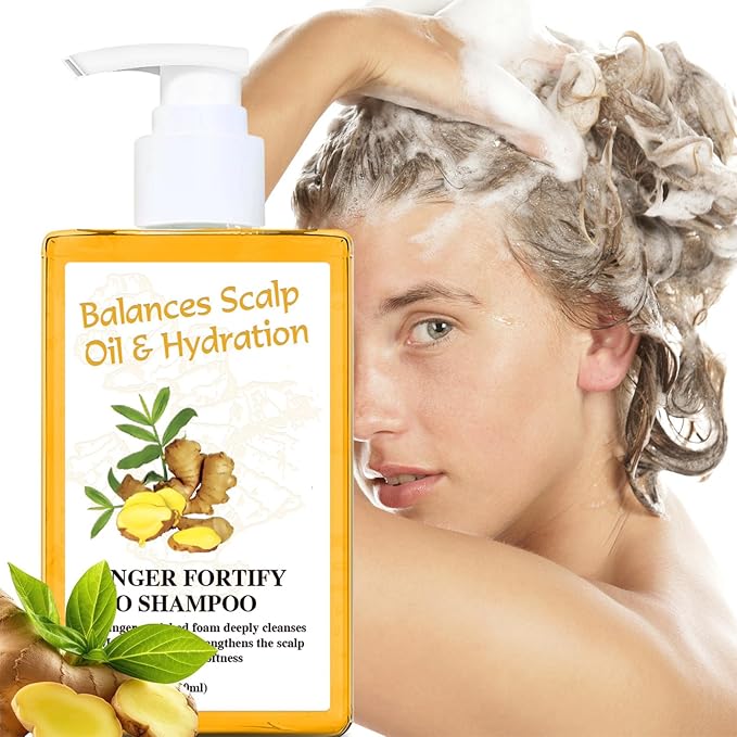 Soelegant Ginger Shampoo – Oil Control & Anti Hair Loss | Deep Cleanse & Scalp Care with Ginger Root Extract & Herbal Leaves | Anti Dandruff, Nourish & Volumizing for Men & Women, 10.144 FL OZ