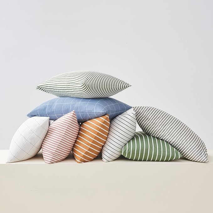 JELLYMONI 100% Natural Cotton Plaid Body Pillowcase, 1 Pack White Checkered Pattern Printed Pillow Covers with Envelope Closure (Pillows are not Included)