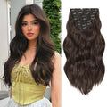 Clip in Hair Extensions for Women, 20 Inch Dark Brown Hair Extensions Clip Ins Wavy Curly, 8PCS Synthetic Airy and breathable Hairpieces for Women