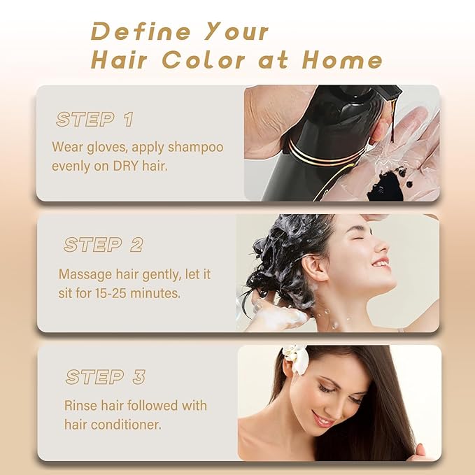 Silver Gray Hair Dye Shampoo 3 in 1, Silver Gray Hair Color Shampoo for Women and Men, Long Lasting Champu Para Canas, Champu Para Pintar el Cabello, Grey Hair Dye Works in Minutes