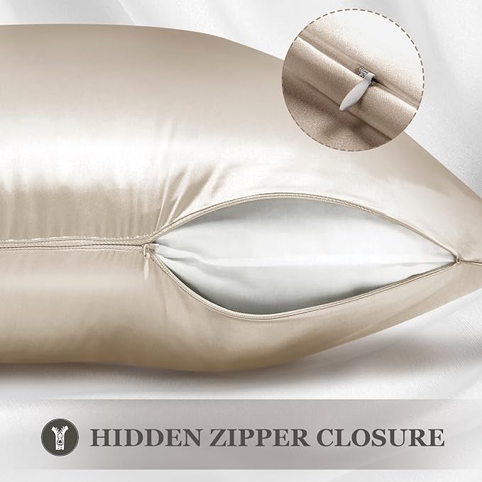 Adubor 100% Silk Pillowcase - Mulberry Silk Pillow Cases, 23 Momme 6A Grade Fibers, Silk Pillow Case for Hair and Skin Health, with Hidden Zipper (Queen 20''x30'', Beige, 1PC)