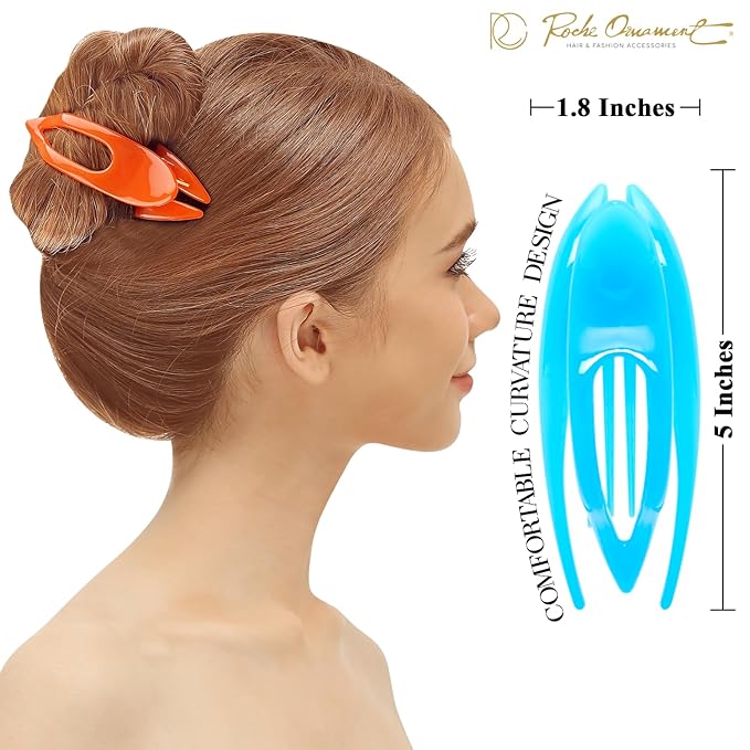 RC ROCHE 6 Pcs Flat Hair Clips Big Claw for Thick Hair French Duckbill Women No Slip Side Slide Curved Alligator Concord Strong Grip Hold Volume Lay Down Clamp, Large Jelly Candy