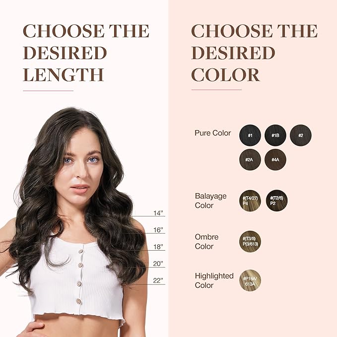 GOO GOO Clip in Hair Extensions Real Human Hair, Remy Human Hair Extensions Clip ins for Women, Natural Human Hair, 14inch 110g 7Pcs, 2A Light Brown