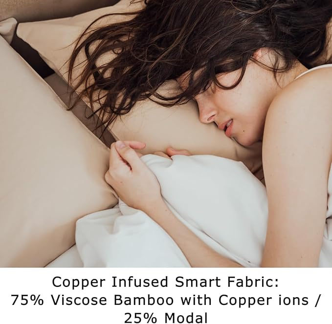 Anti Acne Pillowcase - Standard Size 20"x26" with Zipper, Premium 75% Viscose Derived from Bamboo, 25% Modal Blend, Beige, 1 Piece - Cooling Silky Satin Pillow Case - Oeko-TEX Certified