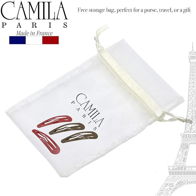 Camila Paris CP1330D French Hair Barrettes Clips, Snap Hair Slides Clic Clac for Women, Styling Girls Side Slide-in Metal Snap Pin Hair Accessories for Women. Strong Hold, No Slip Grip, Made in France