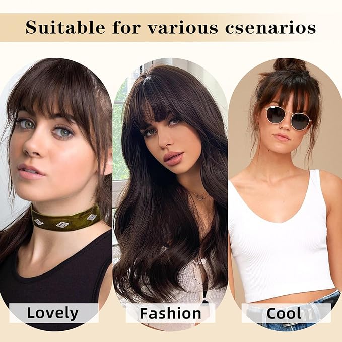 NAYOO Clip in Bangs - 100% Human Hair French Bangs Clip in Hair Extensions, Light Blonde French Bangs Fringe with Temples Hairpieces for Women Curved Bangs for Daily Wear