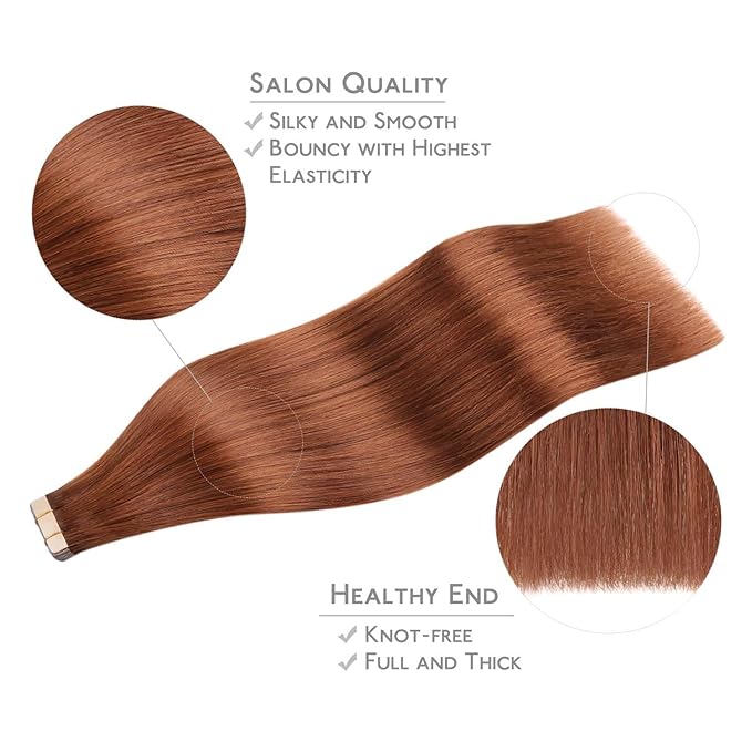 WENNALIFE Clip in Hair Extensions Real Human Hair, 22 Inch 150g 9pcs Human Hair Extensions Clip In, Dark Auburn Copper Hair Extensions Clip In Real Hair Coloured Remy Human Hair Extensions