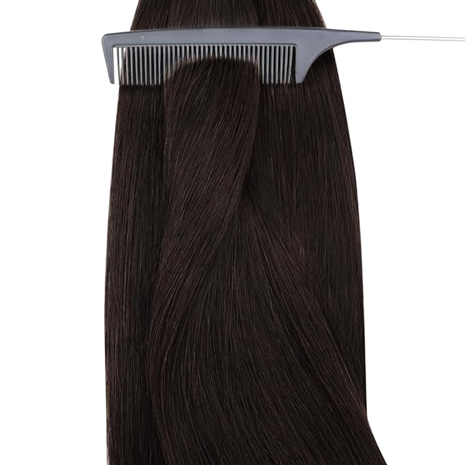 YoungSee Nano Ring Hair Extensions Dark Brown Nano Beads Hair Extensions Human Hair Brown Nano-tips Hair Extension 14 Inch Cold Fusion Nano-Link Hair Extension 50s 50g