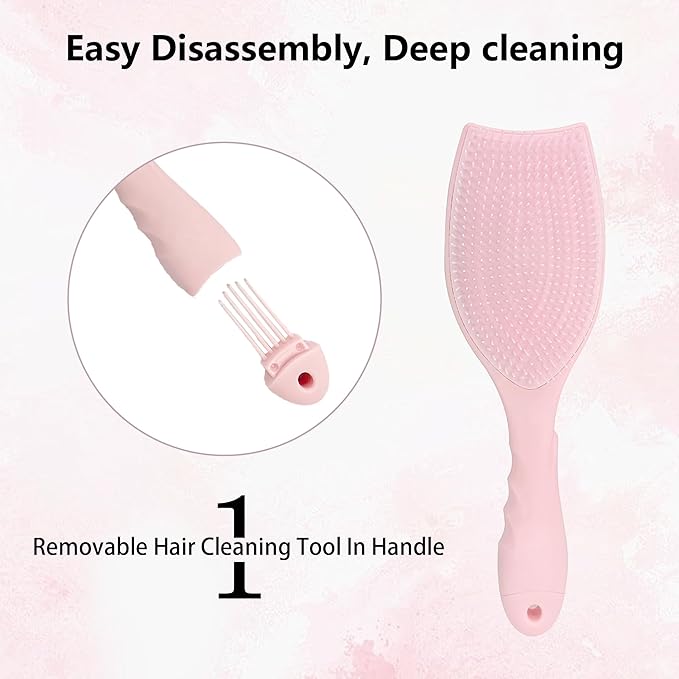 Hair Brush Set, Professional Styling Tools with Combs and Accessories, Pink, Gift Box Included (Pink Brush+Black Brush)