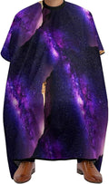 Extra Long Haircut Barber Cape Cover, Hairdressing Apron Purple Space Galaxy Shimmering Hairdressing Gown Cover for Hair Cutting