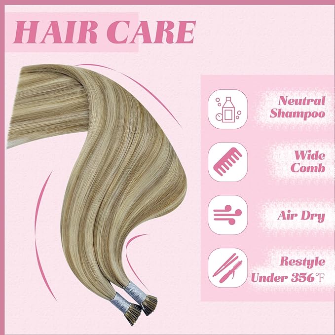 YoungSee Itip Hair Extensions Brown Highlight I Tip Hair Extensions Human Hair Light Brown Highlight I Tips Hair Extension 18In 60s 50g Hair Extensions I-Tip Remy Human Hair