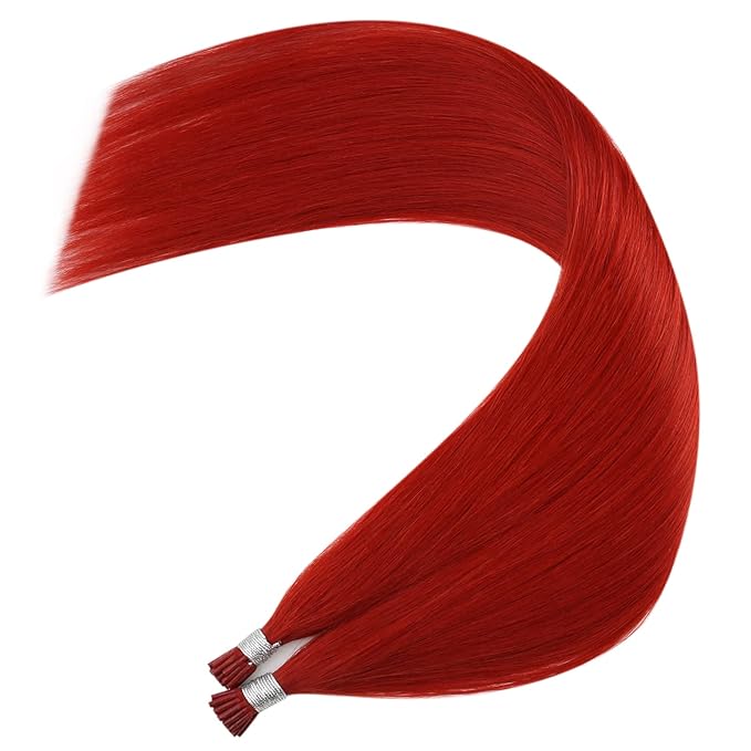 YoungSee Red Hair Extensions I Tips 20 Inch Colored I Tip Extensions Human Hair Red 25s 25g Itip Hair Extension Real Human Hair Colorful Remy Hair Diy Hair-Extension