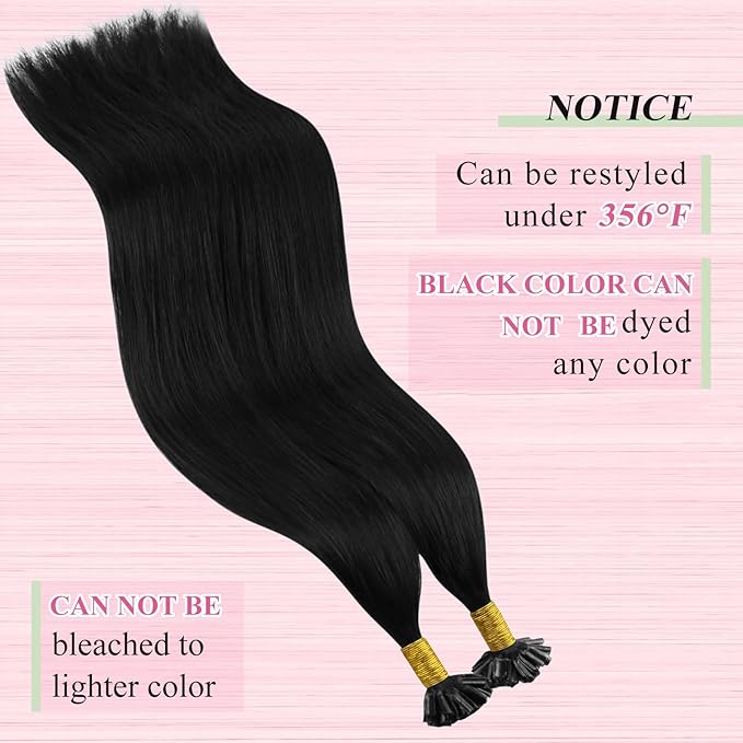 YoungSee U Tip Hair Extensions Black 20 Inch Utip Hair Extensions Human Hair Ktip Hair Extension Real Human Hair Pre Bonded Hair Extension Fusion U Tip Straight Hair 50grams 50s for Everyday Wear