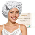 Yanibest Shower Cap for Women Reusable Waterproof, Adjustable Non-Slip Shower Hair Cap, Washable Bath Hat for Long Hair