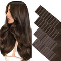 GOO GOO Invisi Edge Tape in Hair Extensions Human Hair, 4A Chocolate Brown 20pcs injected with 20pcs classical tape ins, 18inch 100g, Virgin Remy Hair, Natural Look