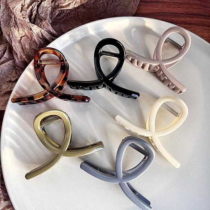 Big Hair Claw Clips Medium Size Butterfly Hair Clips for Women 3.15" Strong Hold Non-slip Jaw Clips Hair Accessories for Long Thick Thin Hair 6 Pcs
