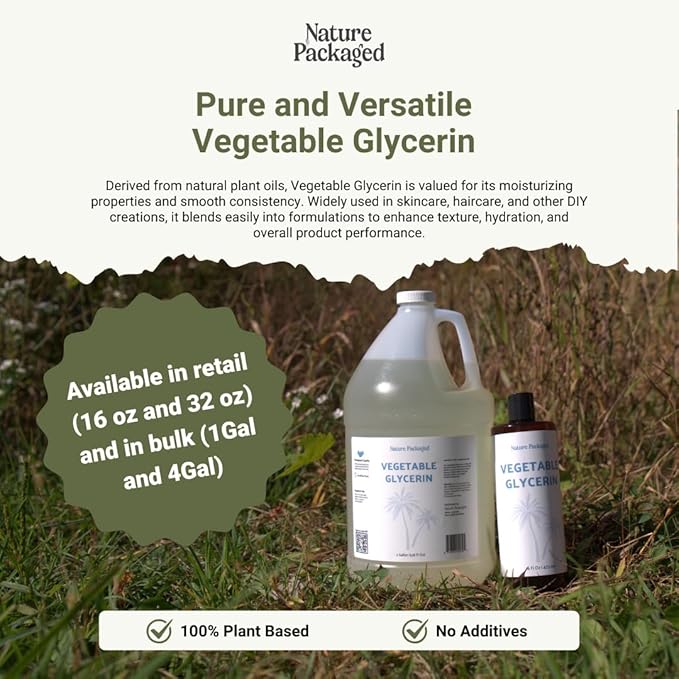 Vegetable Glycerin Oil - 100% Pure Plant Based Glycerol for DIY Skincare, Hair Care, Soap Making & Cosmetics - Vegan Moisturizing Humectant for Lotions & Creams - USP Grade 4 Gallon