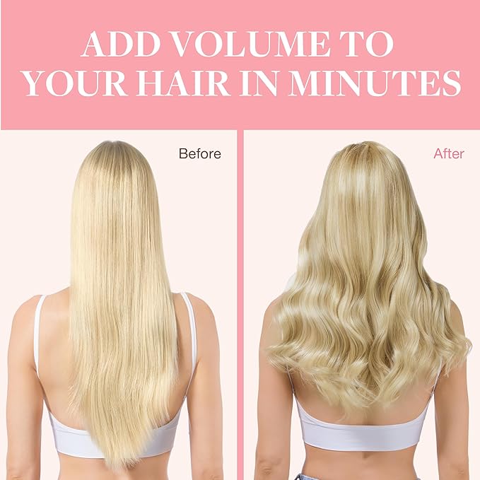 GOO GOO Clip in Hair Extensions Real Human Hair, Remy Human Hair Extensions Clip ins for Women, Natural Human Hair, 18inch 120g 7Pcs, 8A/22 Medium Brown Highlighted Golden Blonde