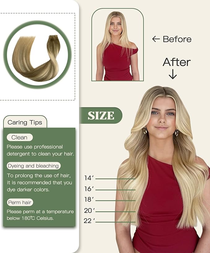 SURNEL Injected Invisible Tape in Hair Extensions 16 Inch Walnut Brown to Ash Brown and Golden Blonde Seamless Invisible Tape in Extensions 20 Pcs 35g(#3822,16)