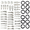 Silver Hair Clips Set for Women Styling 50pcs Bulk Barrettes Snap Hair Clips Ties Duck Bill Clip Metal Alligator No Crease Clip Bows Y2K Cute Bangs Hairclips Accessories (Silver)
