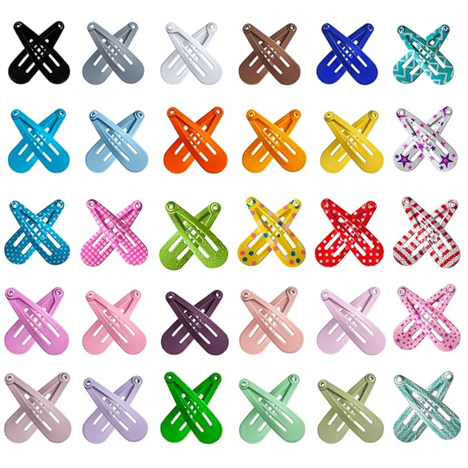 Premium Snap Mini Hair Clips - Kids Metal Non Slip Hair Bow Clips for Girls Toddlers Hair Accessories (Colorful 30 Colors)