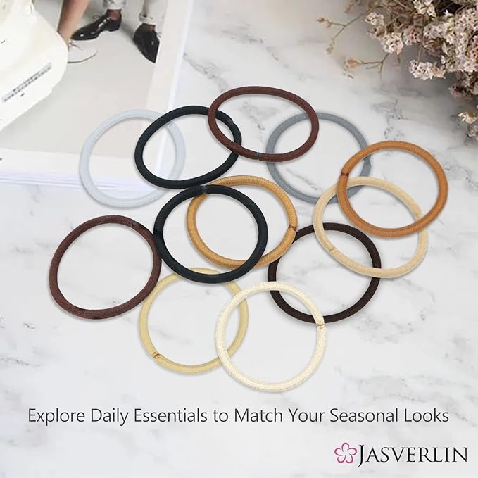 Elastic Hair Ties Ponytail Holders for Thick Hair Women Girls Men Non-Slip Breakage Damage Tangle Free Hair Accessories 4mm 50 Pieces (Auburn)