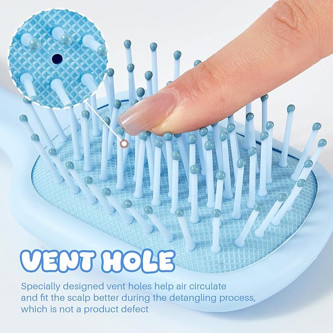 Mini Hair Bursh for Women Men and Kids, Protable Travel Size Hair Brush for Pockets Purses, Mini Detangler Brushes for All Hair Types, Small Paddle Brush for Detangling(Blue)