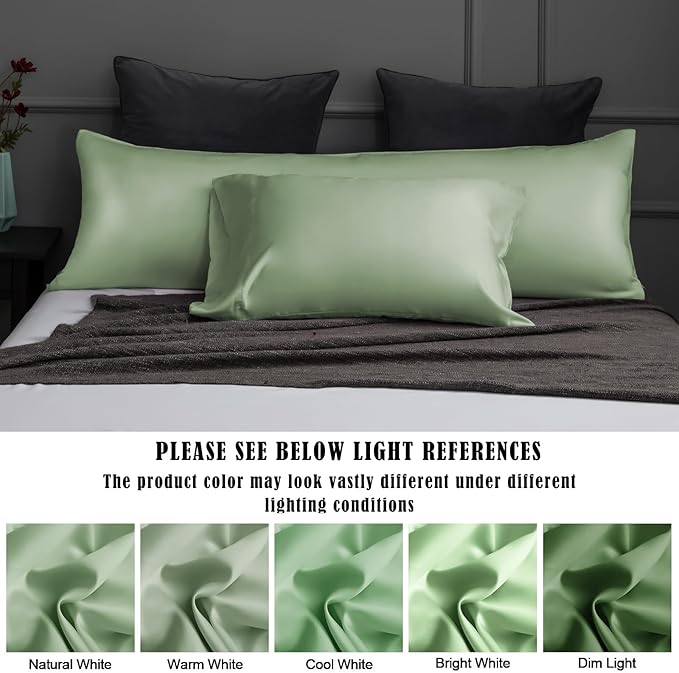 TELUS Pillow Cases King Size 2 Pack, Bamboo Rayon & Lyocell Pillowcase with Envelope Closure, Cooling Breathable Pillow Cover for Hot Sleeper & Night Sweats, 20x40 inch, Sage Green