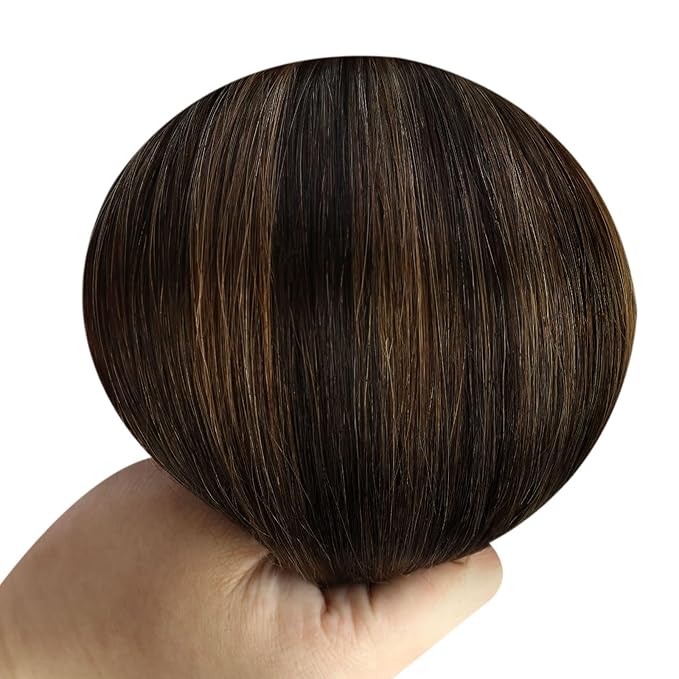 YoungSee 120G Wire Hair Extensions Human Hair Brown Balayage Invisible Wire Hair Extensions Darkest Brown Ombre Medium Brown Fish Line Hair Extension for Women 16Inch