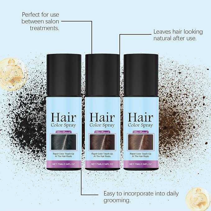 Temporary Root Touch Up Spray,Temporary Root Touch Up Hair Color Spray,Instant Covers Grey Hair (Black, Dark Brown, Light Brown)