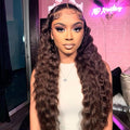 MEIMEI 250% Density HD Full Lace Front Wigs Human Hair Loose Deep Wave Chocolate Brown 15A Grade Real Full Large Lace Space Brown 13x4 Loose Wave Lace Frontal Wigs Human Hair Pre Plucked 24 Inch