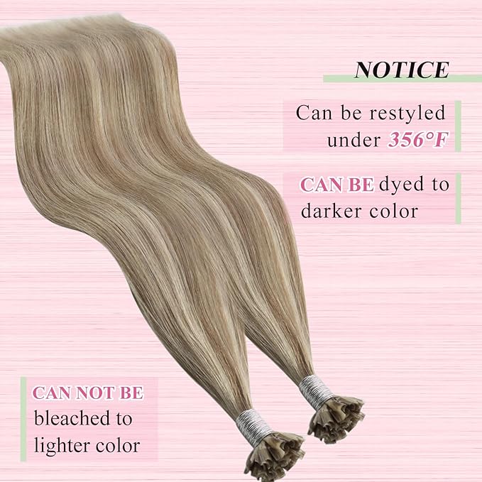 YoungSee U Tips Hair Extensions Real Human Hair Brown to Blonde U Tip Extensions for Women Light Brown Highlight Blonde Hair Extension U Tips 22In Ktip Hair Extension Human Hair Straight 50s/50g