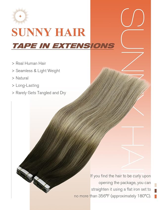 Sunny Hair Tape in Hair Extensions Human Hair Brown Balayage Blonde Tape in Extensions 16 Inch Real Hair Extensions Tape in 20Pcs 50g