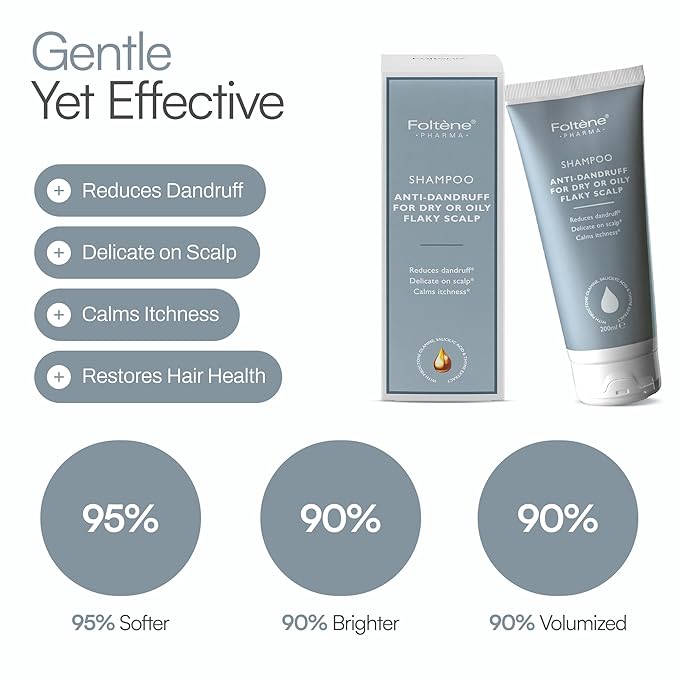 Foltene Anti Dandruff Shampoo for Men & Women – Dry Scalp Shampoo for Itchy & Oily Scalp – Dandruff Treatment with Piroctone Olamine & Salicylic Acid – Sulfate-Free formula – 6.76 fl oz
