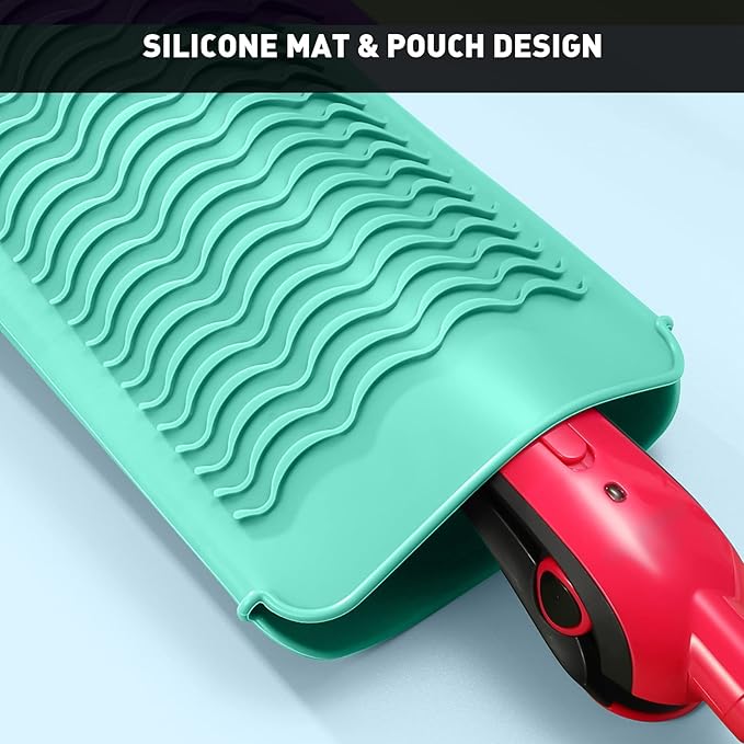 ZAXOP Resistant Silicone Mat Pouch for Flat Iron, Curling Iron,Hot Hair Tools (Mintgreen)