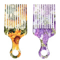 2 Pcs Afro Pick Comb for Natural Curly Hair,Portable Styling Hair Pick for Travel,Anti-Static,Cute Afro Comb for Women Men and Girls(Yellow-T12)