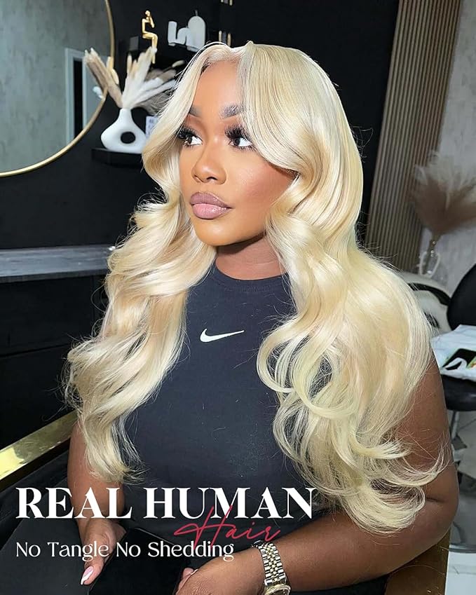 613 Lace Front Wig Human Hair 13x4 Blonde Body Wave Hd Transparent Lace Frontal Wigs Human Hair Pre Plucked With Baby Hair 180% Density Blonde Glueless Wigs Human Hair 22 Inch