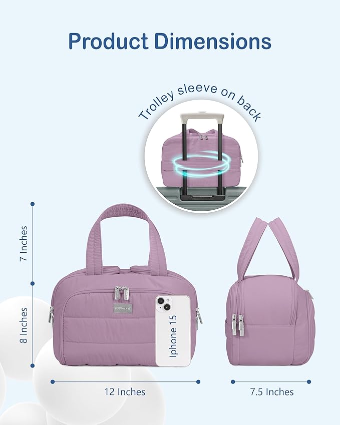 TOPDesign Travel Toiletry Bag for Women, Puffer Large Toiletry Bag, Lightweight Cosmetic Makeup Organizer with Handle for Traveling, Accessories, Essentials, Toiletries (Purple)