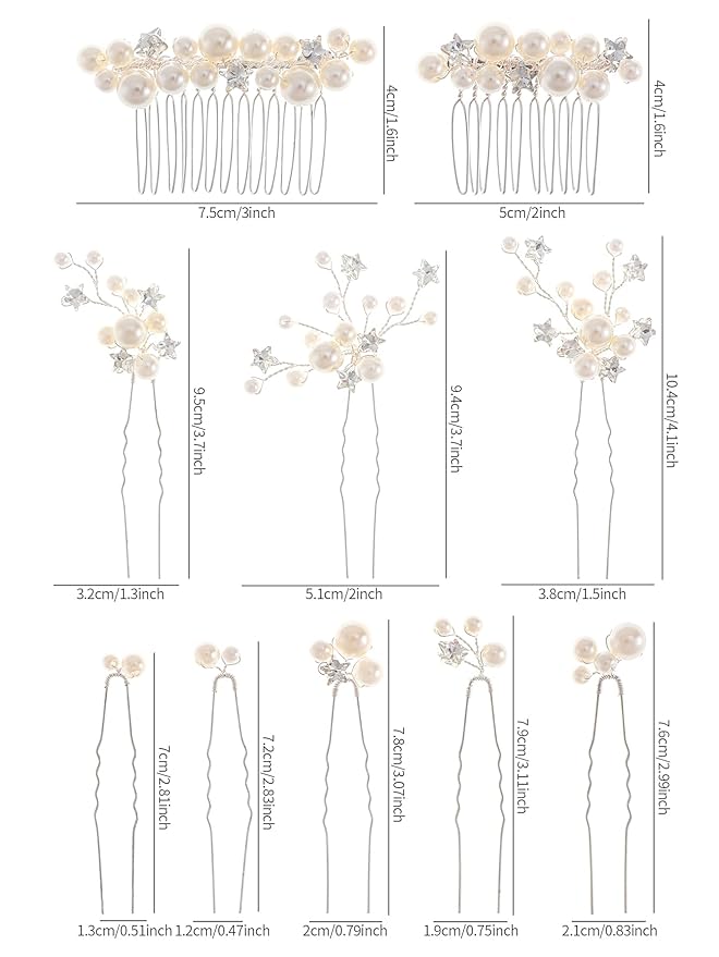 Pearl Bridal Hair Pins Wedding Hair Comb Bridal Hair Accessories for Wedding Brides Women Girls Star Shape
