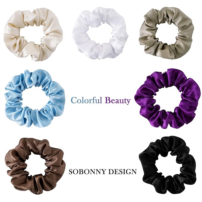 Mulberry Silk Hair Scrunchie, 100% Silk, No Damage for Frizz Prevention, Sleep Scrunchie, Hair Accessories for Women (Light Blue)-1pcs
